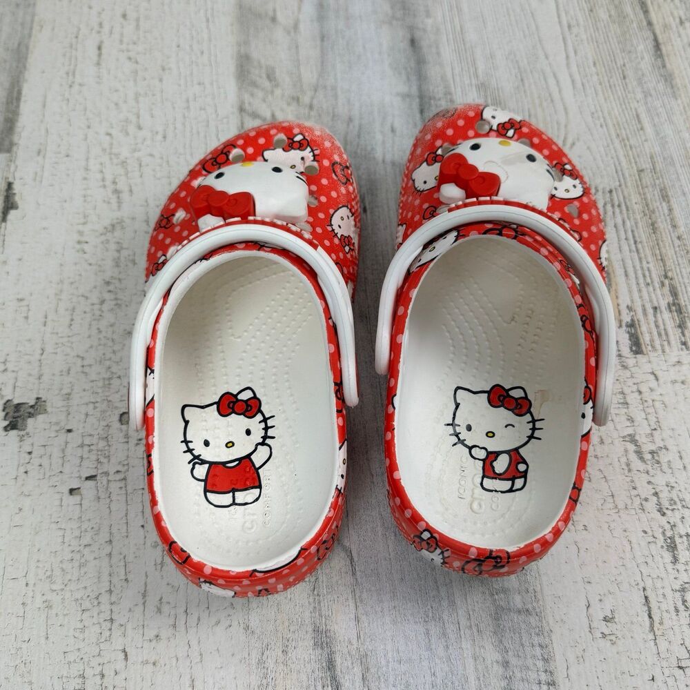 CROCS TODDLERS' HELLO KITTY (RED) CLASSIC CLOG SIZE C10 - Picture 5 of 8